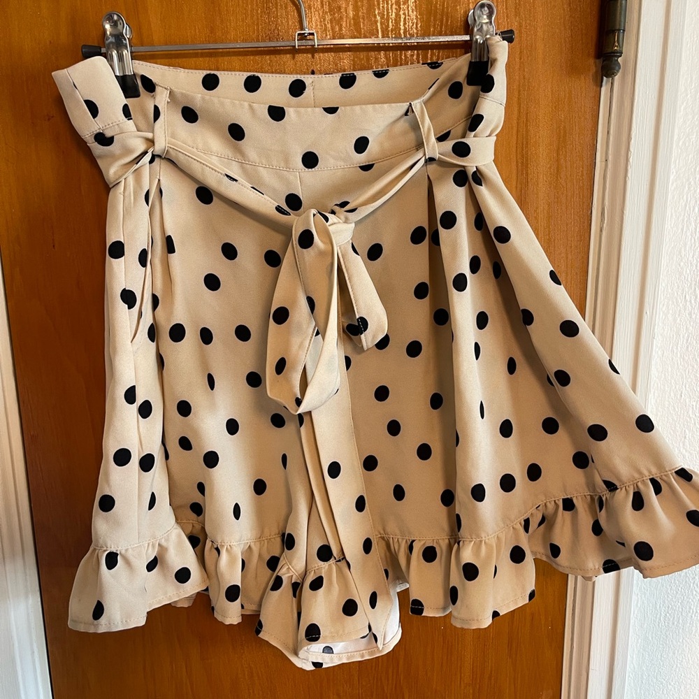 Mittoshop Beige and Black Polka Dot Mini Skirt